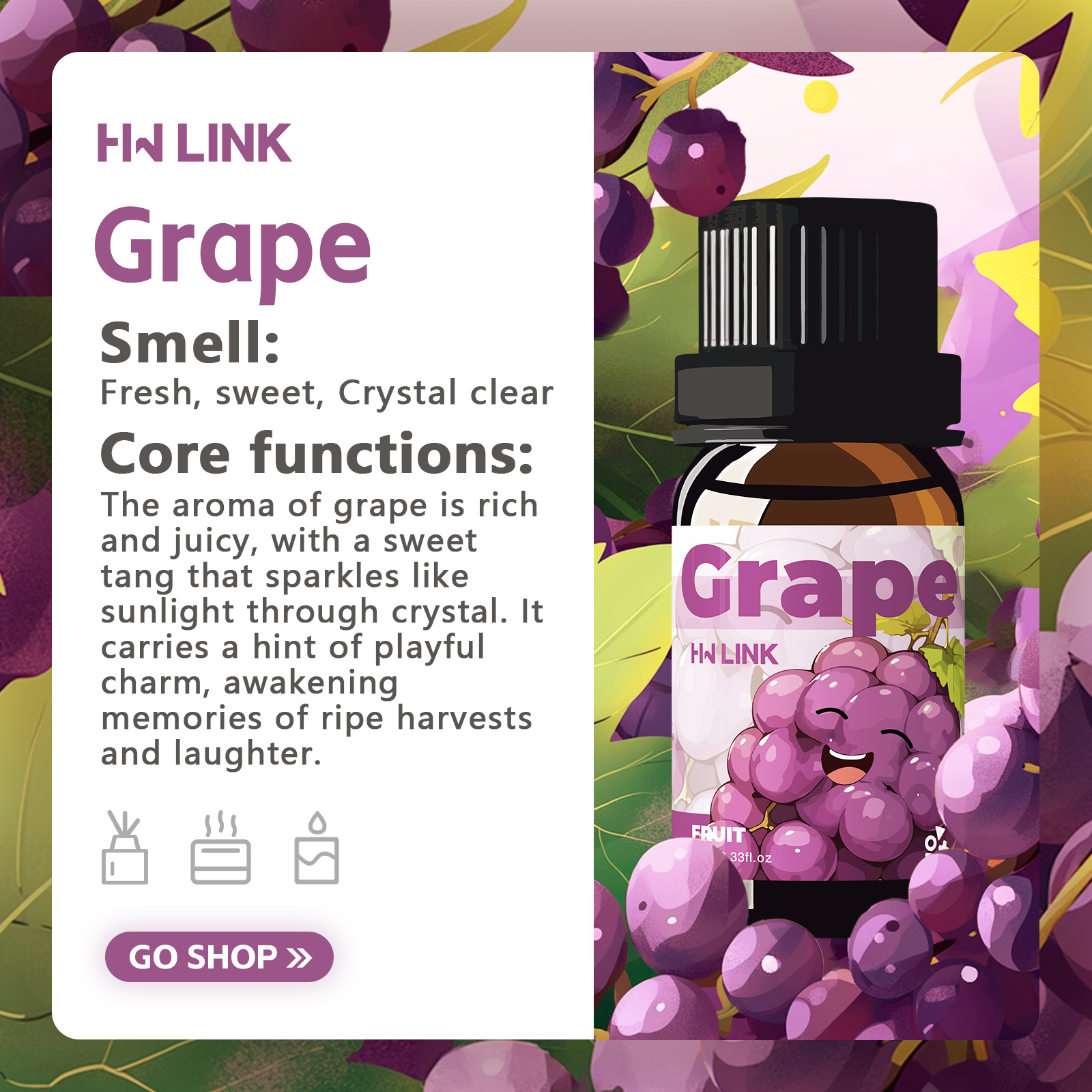 Grape Essential Oil 10ml Perfu - Home Fragrance Gift reseña y precio