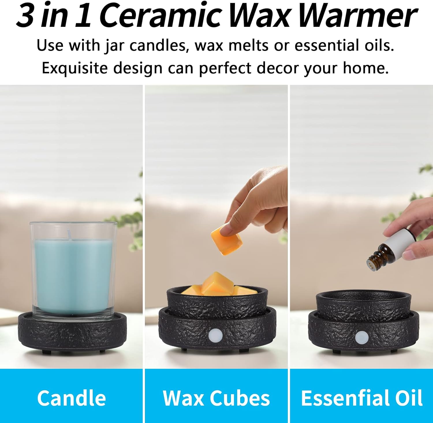 Ceramic Wax Melt Warmer, 3-in- - Home Fragrance Wax Melts reseña y precio