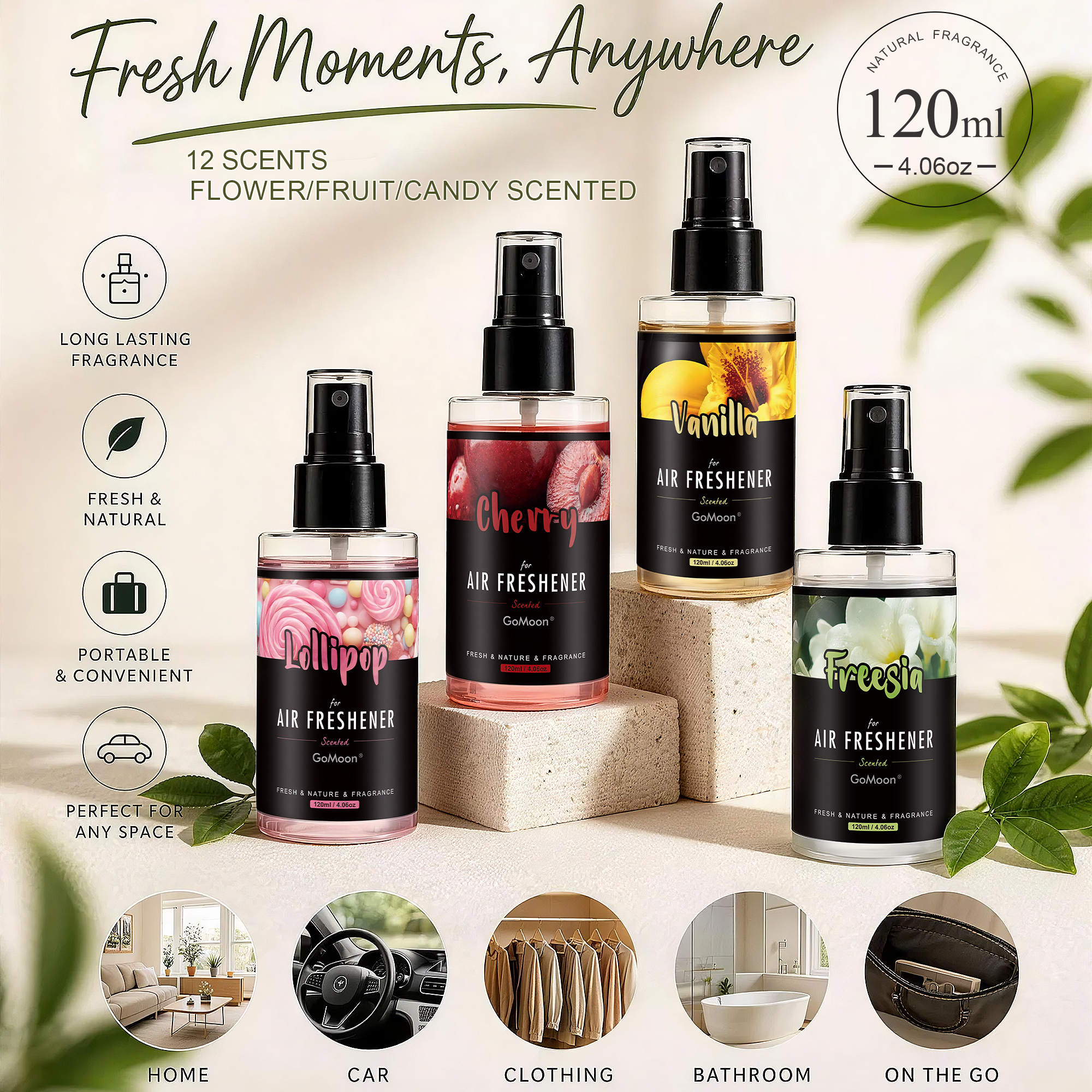 flower/fruit/candy scent car f - Home Fragrance Mist reseña y precio